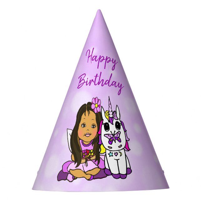 Chapeaux De Fêtes Joyeux anniversaire licorne et fée (Devant)