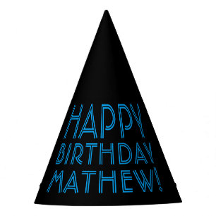 Chapeaux De Fêtes Joyeux anniversaire (N'IMPORTE QUEL NOM) Bleu et