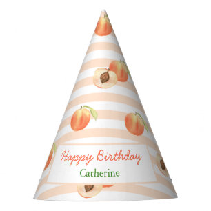 Chapeaux De Fêtes Joyeux Anniversaire Petite Fille aux Rayures de Pê