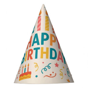 Chapeaux De Fêtes Joyeux Anniversaire Rétro Couleurs Vives