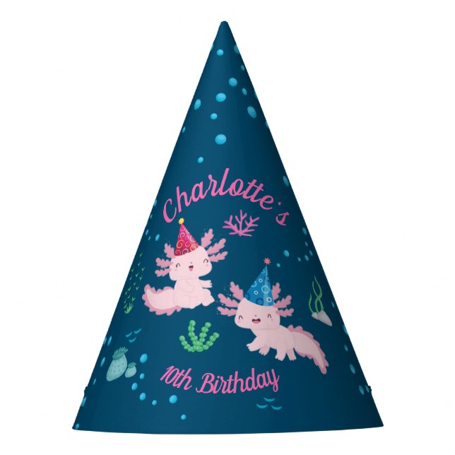 Chapeaux De Fêtes Joyeux Axolotl Aquatic Birthday Adventure (Devant)