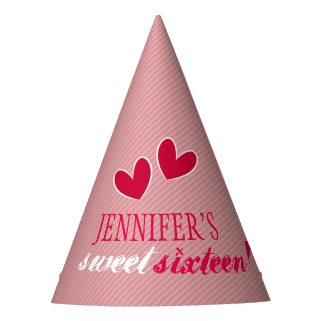 Chapeaux De Fêtes Joyeux Coeurs Sweet sixteen Anniversaire (Devant)