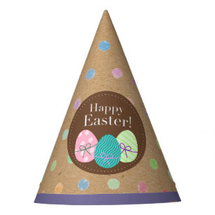 Chapeaux De Fêtes Joyeux Oeufs De Pâques À petits pois Sur Papier Fa
