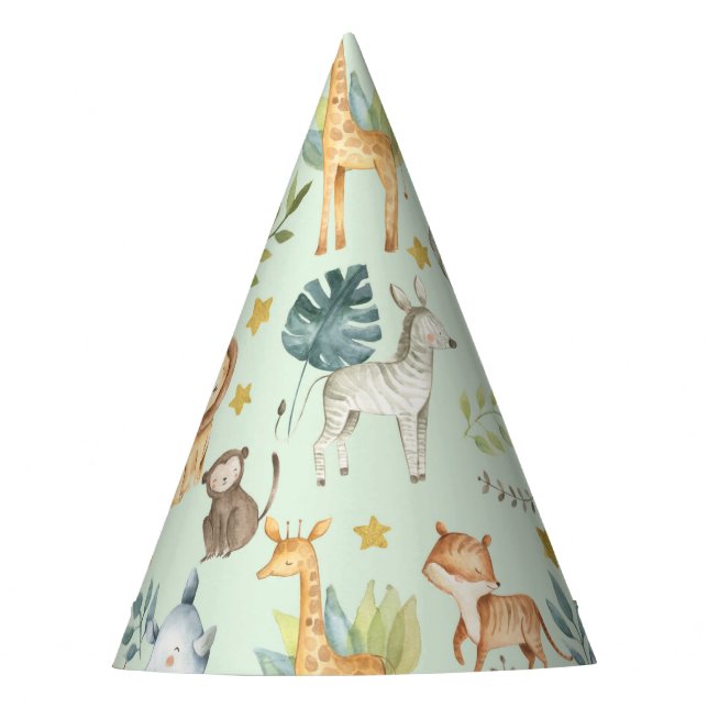 Chapeaux De Fêtes Jungle safari animaux mignonette fête d'anniversai (Devant)
