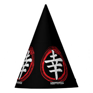 Chapeaux De Fêtes Kanji Happiness Symbole japonais Art Langue Word