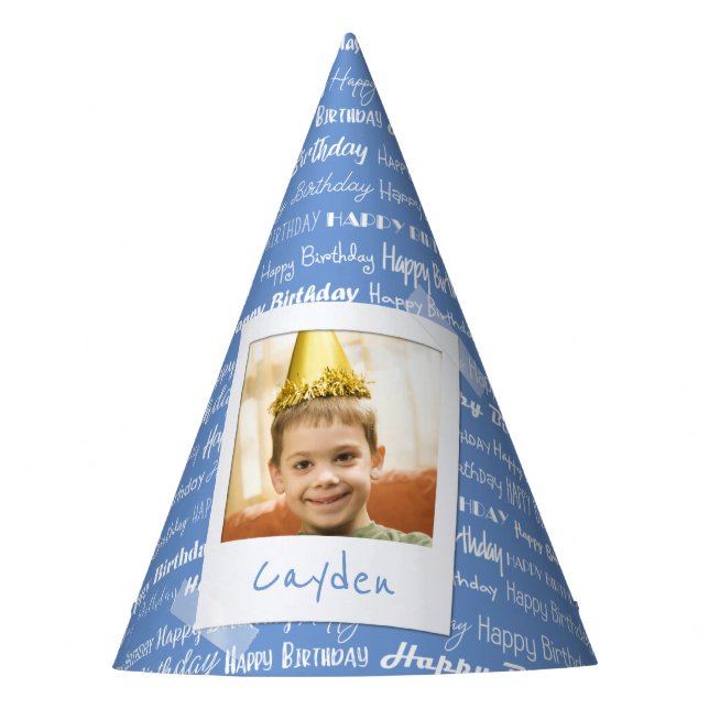 Chapeaux De Fêtes La partie bleue de motif de joyeux anniversaire (Devant)