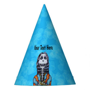 Chapeaux De Fêtes Lady Day of Dead Skeleton Cape Aqua blue