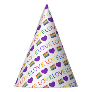 Chapeaux De Fêtes L'amour est l'amour Rainbow Mariage Cake Purple He