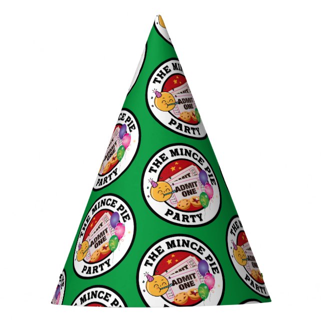 Chapeaux De Fêtes Le Casquette du Mince Pie Party (bkgrd vert) (Devant)