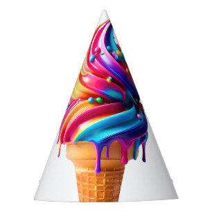 Chapeaux De Fêtes Le cône de glace classique vibrant de SlipperyJoe'