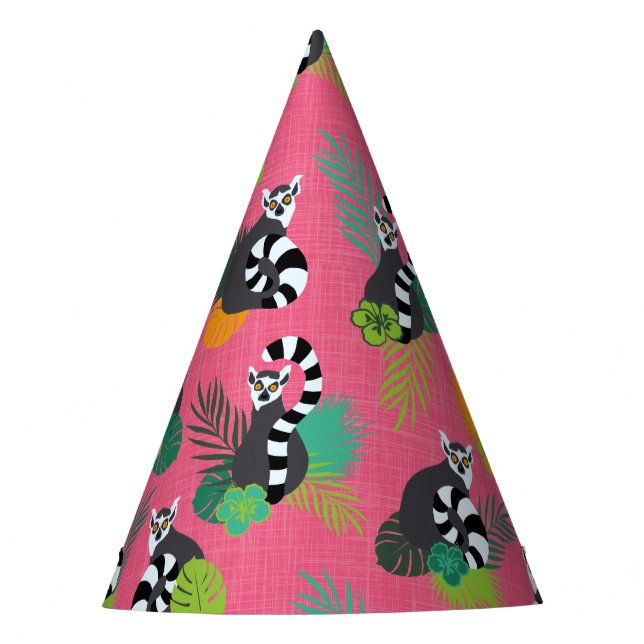Chapeaux De Fêtes Lémurs tropicaux - rose (Devant)