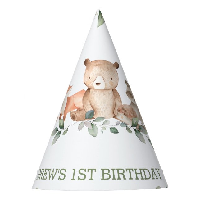 Chapeaux De Fêtes Les animaux des bois La verdure 1er anniversaire G (Devant)