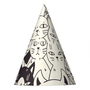 Chapeaux De Fêtes Les chats dessinés à la main gribouillent un motif