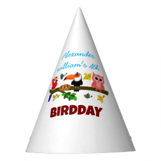 Chapeaux De Fêtes Les oiseaux de la jungle sur l'arbre Anniversaire