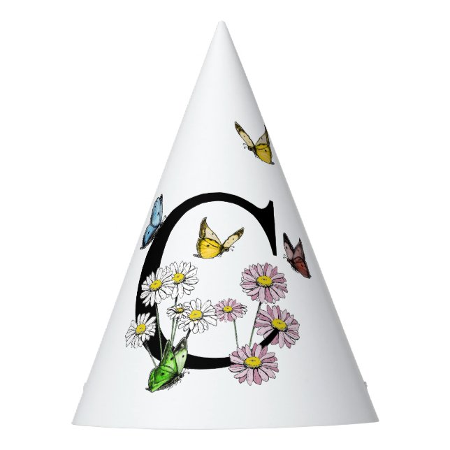 Chapeaux De Fêtes Lettre C Floral Butterfly Monogramme initial (Devant)