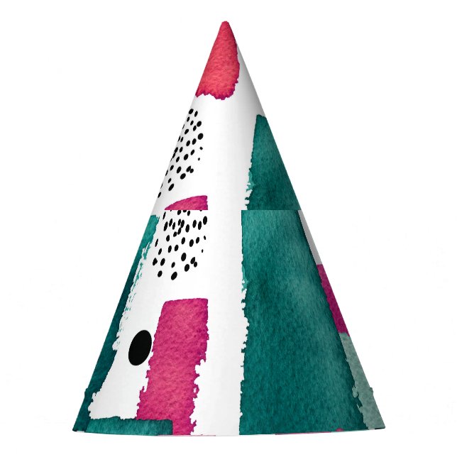 Chapeaux De Fêtes Lignes d'aquarelle rose et vert Doodle. (Devant)