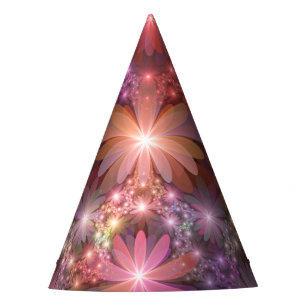 Chapeaux De Fêtes Lit De Fleurs Coloré Brillante Art Fractal Abstrai