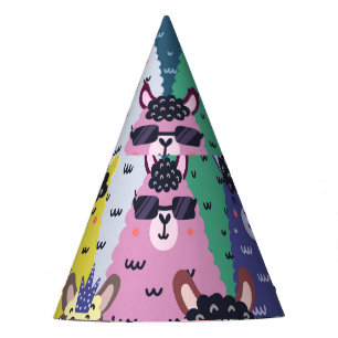 Chapeaux De Fêtes Llamas colorées Enfant Arrière - plan sans couture