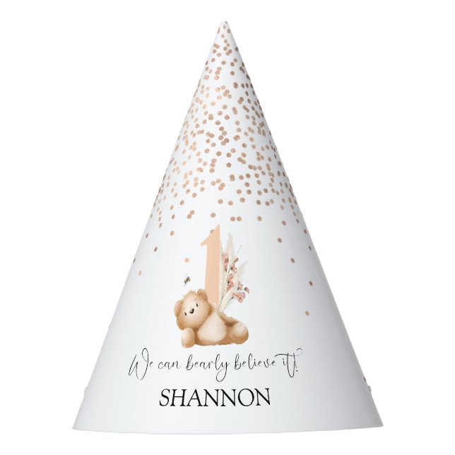 Chapeaux De Fêtes L'ours et l'abeille premier anniversaire (Devant)