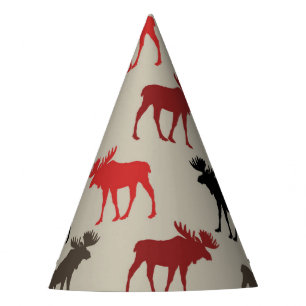 Chapeaux De Fêtes Lumière Rouge Noir Moose Gris Silhouette Antler C
