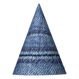 Chapeaux De Fêtes Macro Dénim Bleu, Texture Gros Plan.