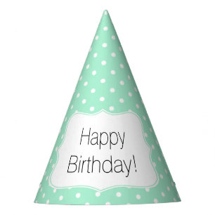Chapeaux De Fêtes Magic Mint et White Polka Dot Anniversaire