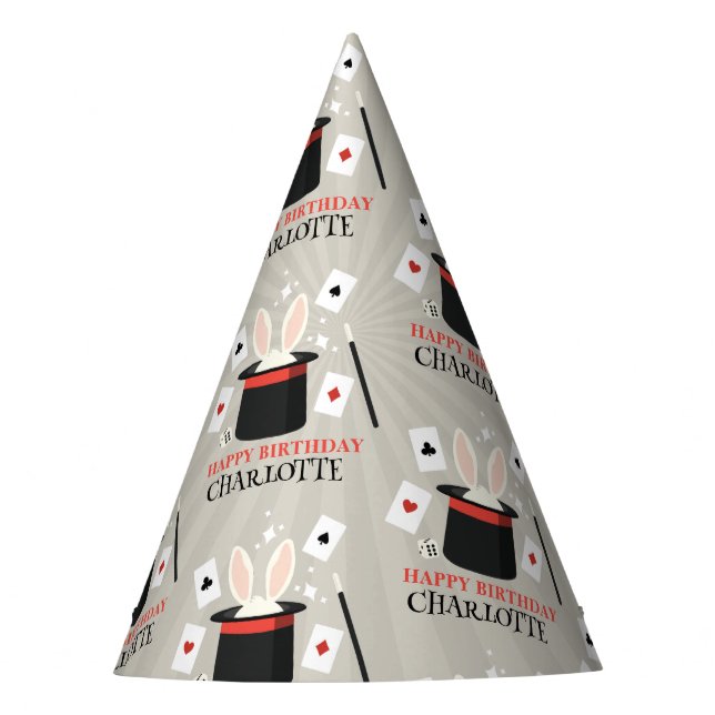 Chapeaux De Fêtes Magicien Show Magicien Enfants Anniversaire Nom pe (Devant)