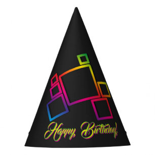 Chapeaux De Fêtes Magnifique Carrés colorés sur noir n° 1 Custom