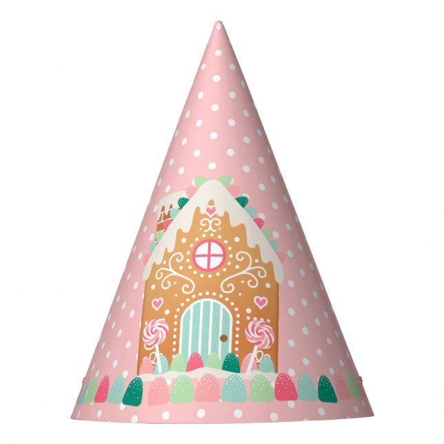 Chapeaux De Fêtes Maison en pain d'épices rose Polkadot (Devant)