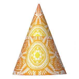 Chapeaux De Fêtes Mandala fleuri ornemental : vintage coloré.