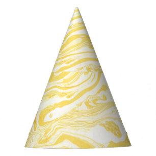 Chapeaux De Fêtes Marbre jaune élégant : Texture dessinée à la main