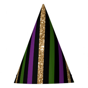 Chapeaux De Fêtes Mardi Gras Lignes Verticales Paillettes Dorées NOL