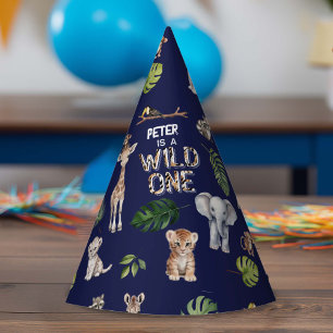 Chapeaux De Fêtes Marine Blue Jungle Animaux sauvages Un 1er anniver