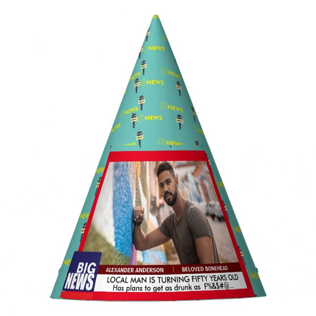 Chapeaux De Fêtes Mens Funny 50th Birthday TV News 40th 60th (Devant)