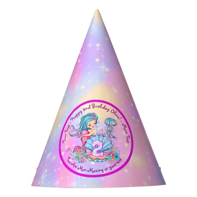 Chapeaux De Fêtes Mermaid 2e anniversaire Modifier Modifier le texte (Devant)