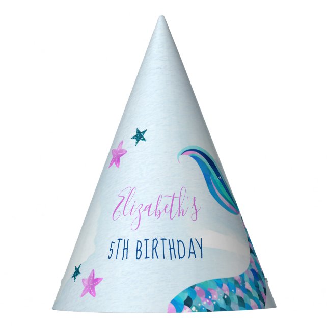 Chapeaux De Fêtes Mermaid Anniversaire Papier Casquettes (Devant)