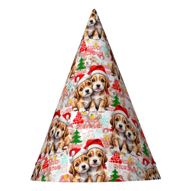 Chapeaux De Fêtes Merry Christmas Santa Dog Puppy Design  (Devant)