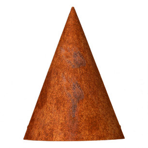 Chapeaux De Fêtes métal rouillé patiné : texture orange-rouge.
