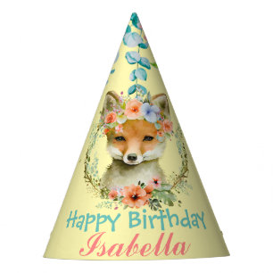 Chapeaux De Fêtes mignon animal rouge renard jungle Floral Anniversa