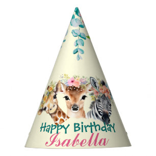Chapeaux De Fêtes mignon safari animaux fawn jungle Floral Anniversa