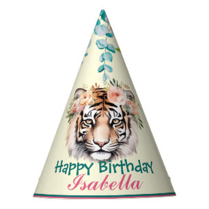 Chapeaux De Fêtes mignon tigre safari animal jungle Fleur Anniversai