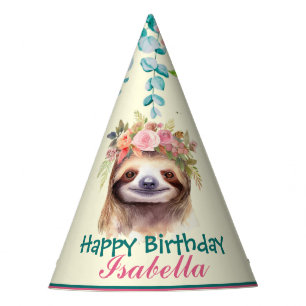 Chapeaux De Fêtes mignonne Sloth safaris animaux jungle Fleur Annive