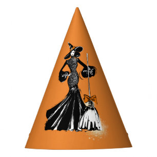 Chapeaux De Fêtes mode halloween illustration avec balai