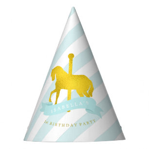 Chapeaux De Fêtes Monnaie et Carrousel d'or Horse Girl'Anniversaire