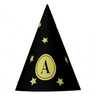 Chapeaux De Fêtes Monogramme élégant à motif étoile or et noir