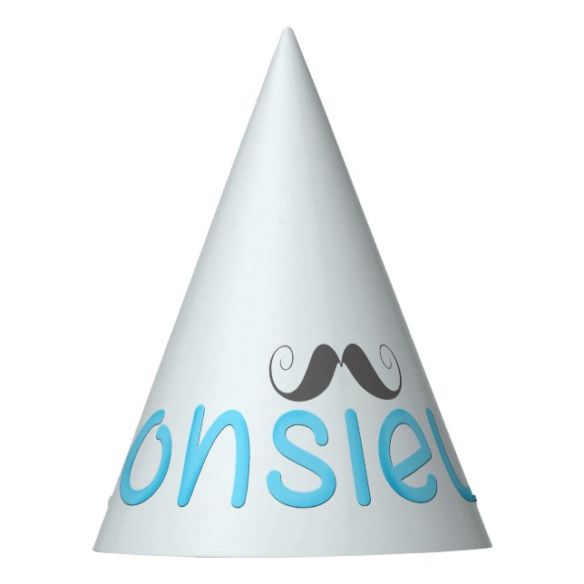 Chapeaux De Fêtes MONSIEUR Fun French Citation & Moustache - Bleu - (Devant)