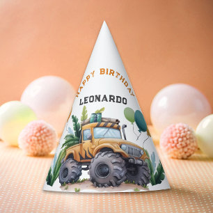 Chapeaux De Fêtes Monster Truck Jungle Safari Joyeux anniversaire