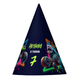 Chapeaux De Fêtes Monster Truck Shark Birthday 