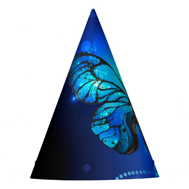 Chapeaux De Fêtes Morpho Butterfly in the Dark Background (Devant)