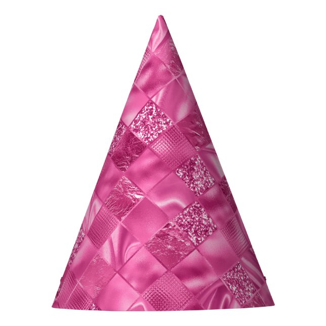 Chapeaux De Fêtes Motif à tissage Carré rose chaud (Devant)